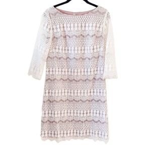 Jessica Howard Ivory Lace Overlay Sheath Dress NWOT